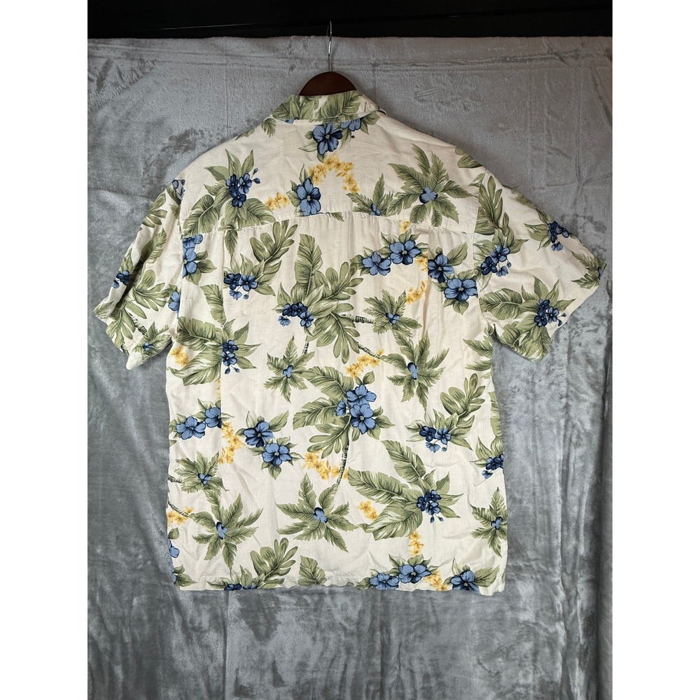 Caribbean Joe Mens Medium Floral Palm Tropical Rayon Button Down Camp Shirt - Picture 2 of 13